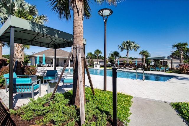 view of pool featuring a patio