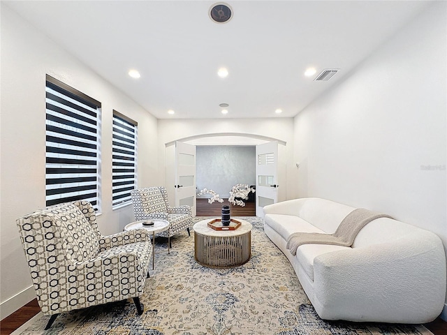 interior space with hardwood / wood-style flooring