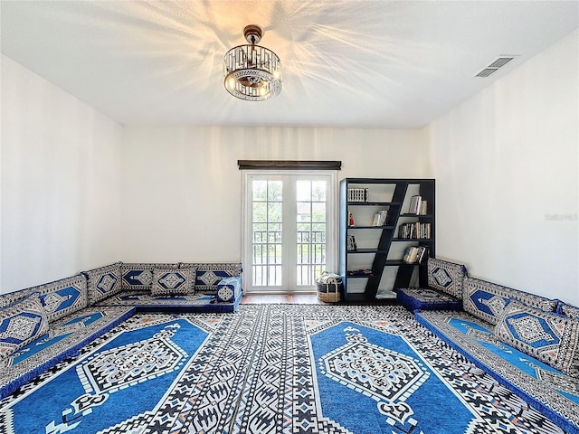 living room with french doors