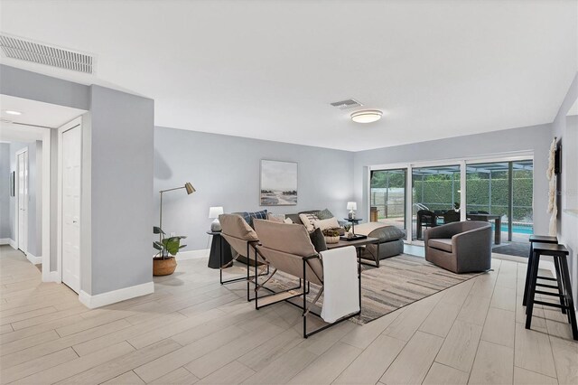 living room featuring light hardwood / wood-style floors