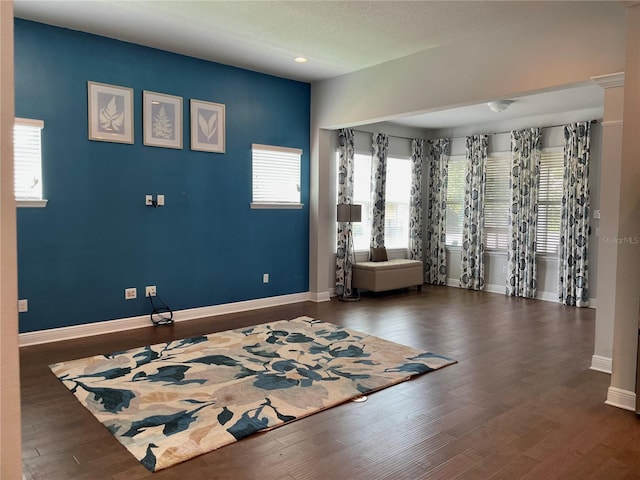 interior space featuring a healthy amount of sunlight and dark hardwood / wood-style flooring