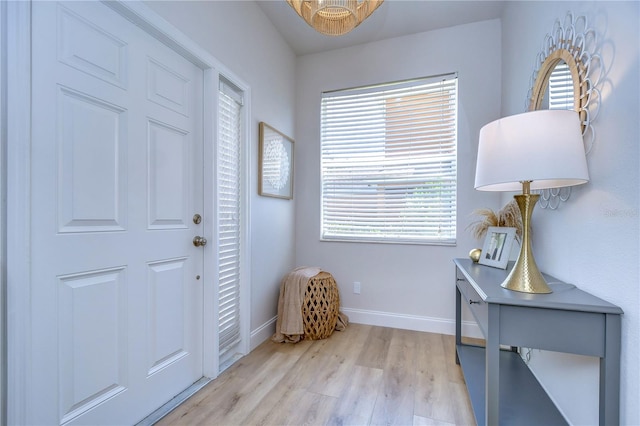 foyer with light hardwood / wood-style flooring