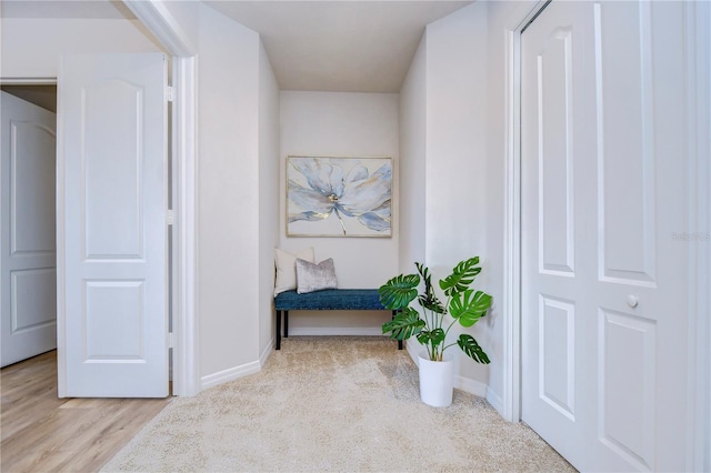 hallway with light hardwood / wood-style flooring