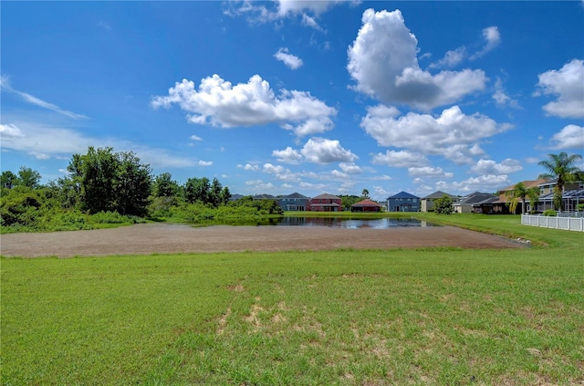 view of yard with a water view