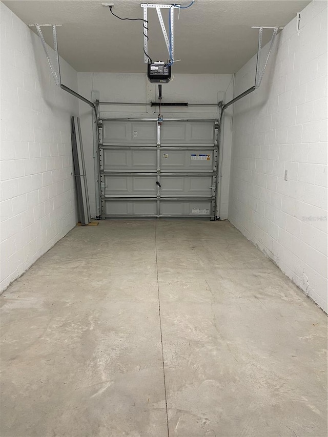 garage with a garage door opener