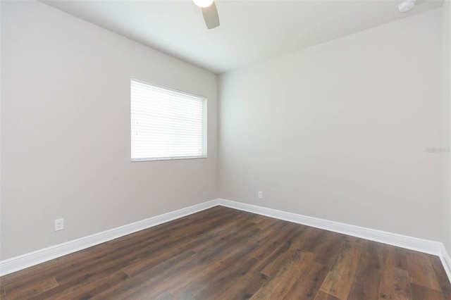 spare room featuring ceiling fan and hardwood / wood-style floors