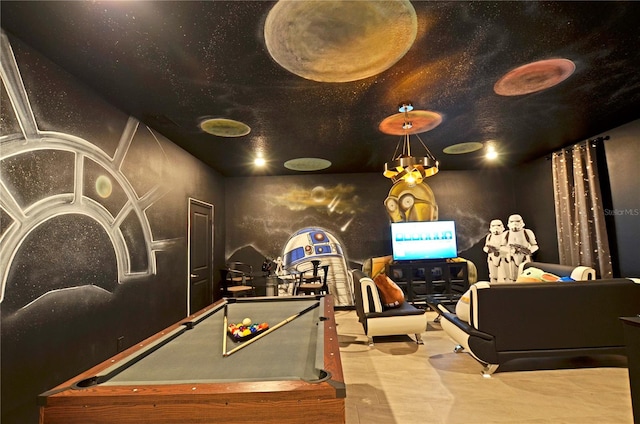 recreation room with billiards