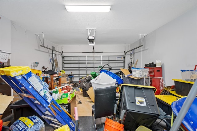 garage with a garage door opener