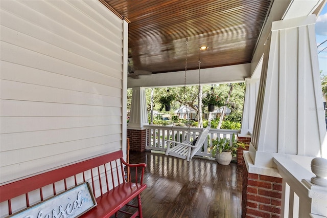 exterior space with wooden ceiling