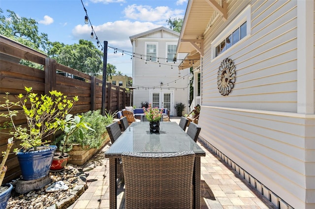 view of patio / terrace featuring french doors