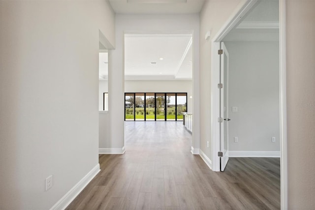 hall featuring light wood-type flooring