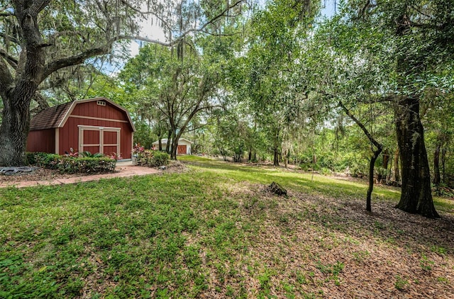 view of yard featuring an outdoor structure