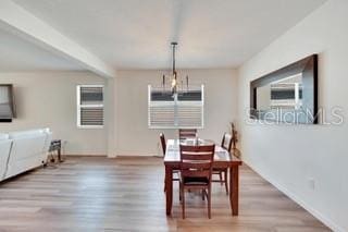 dining area with hardwood / wood-style flooring