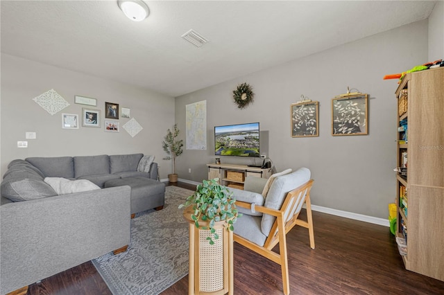 living room with hardwood / wood-style floors