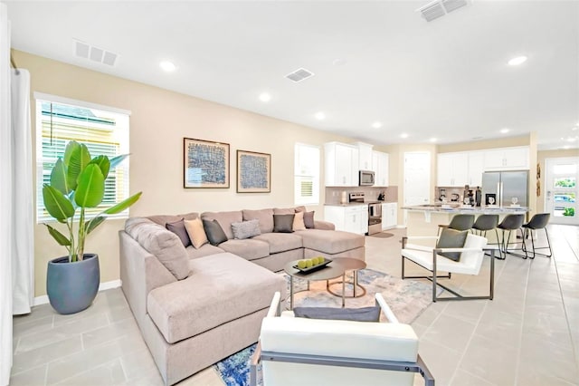 view of tiled living room