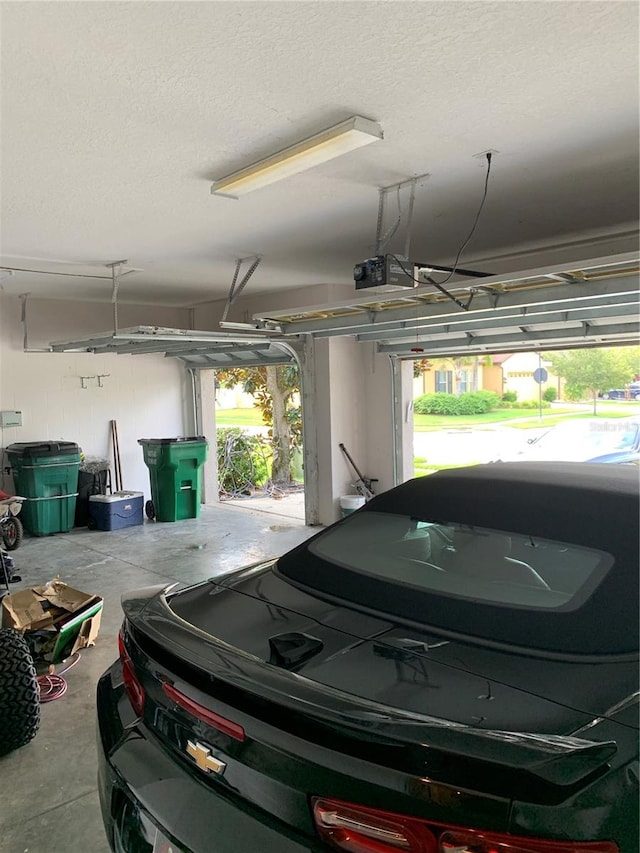 garage with a garage door opener