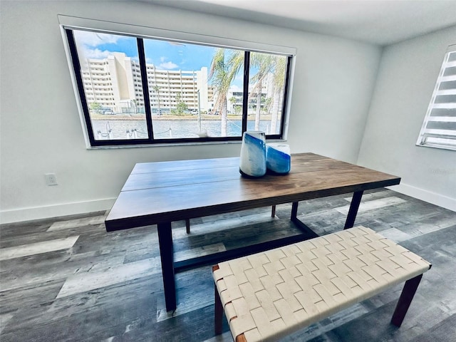 office area featuring hardwood / wood-style floors