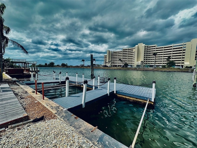 dock area featuring a water view