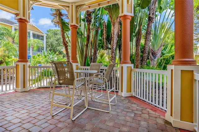 view of patio featuring a porch