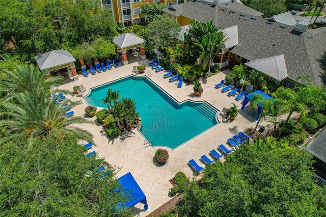 view of pool with a gazebo