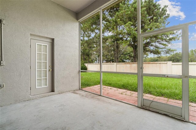 view of unfurnished sunroom