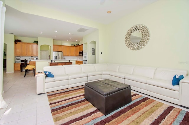 view of tiled living room