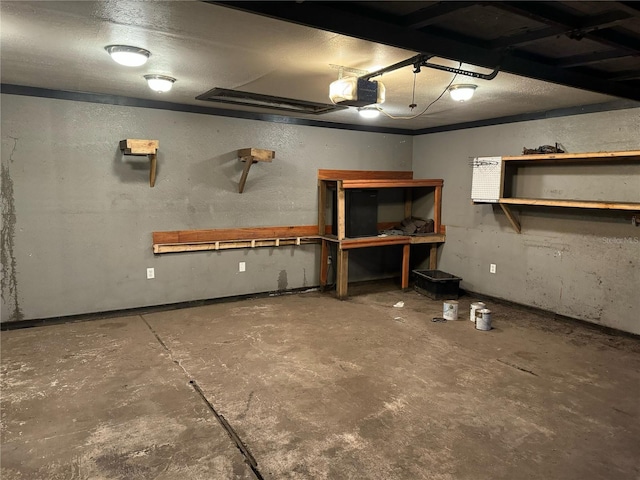 basement featuring a workshop area