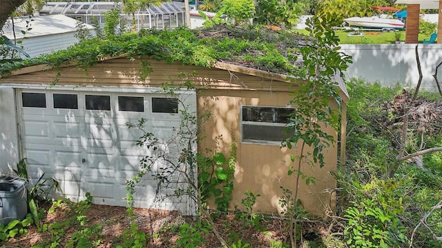 exterior space featuring a garage