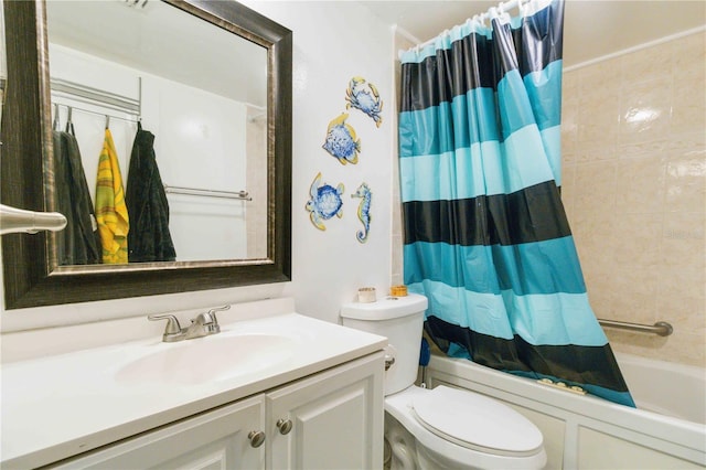 full bathroom featuring vanity, toilet, and shower / bath combo