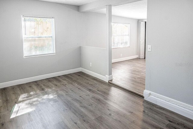 empty room featuring wood-type flooring