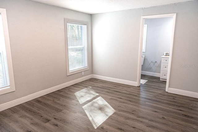 interior space with dark wood-type flooring