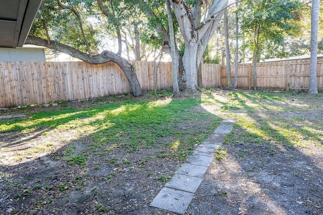 view of yard featuring a fenced backyard