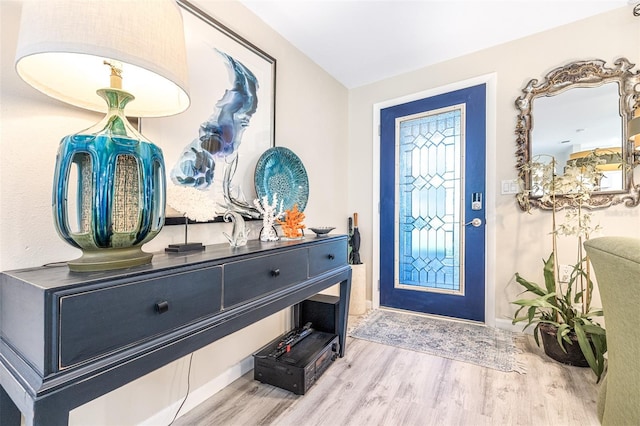 entryway with wood-type flooring