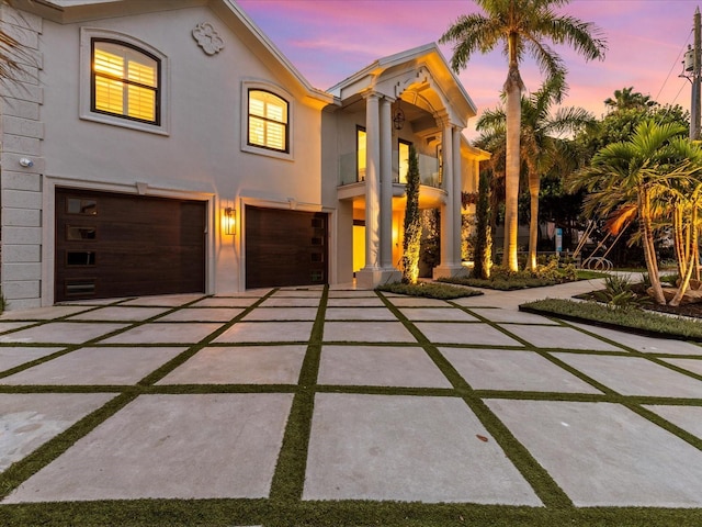 view of front of house with a garage