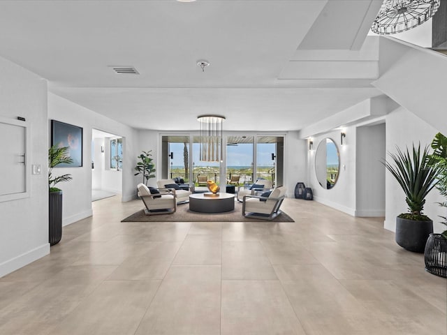 view of tiled living room