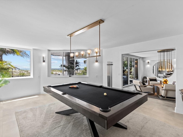 rec room featuring plenty of natural light and billiards