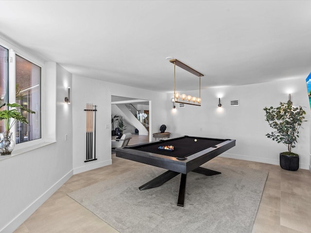 recreation room with pool table