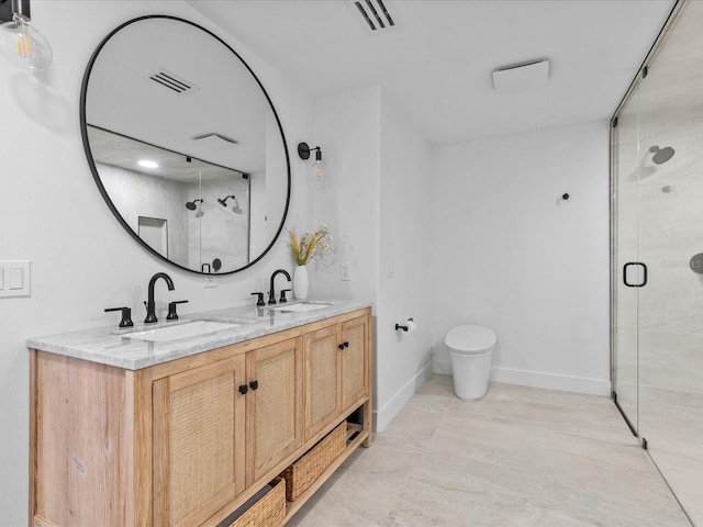 bathroom with vanity and walk in shower