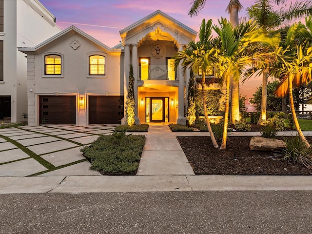 view of front of house with a garage