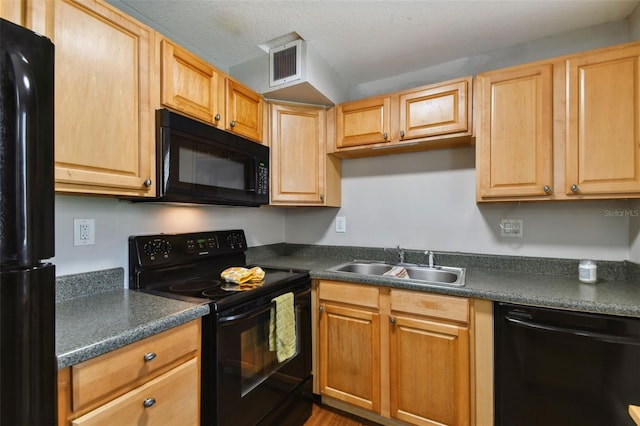 kitchen featuring sink and black appliances