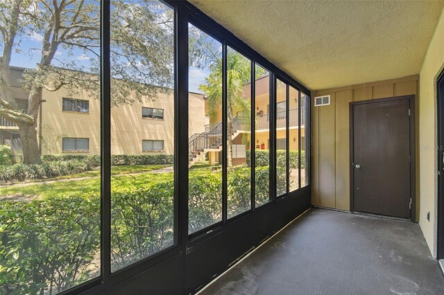 view of unfurnished sunroom