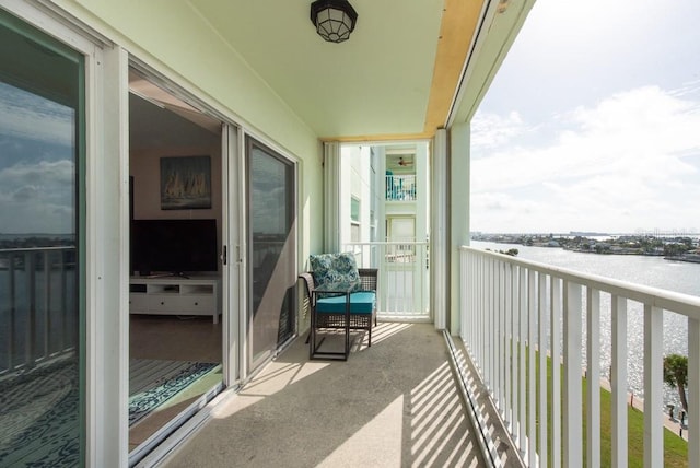 balcony with a water view