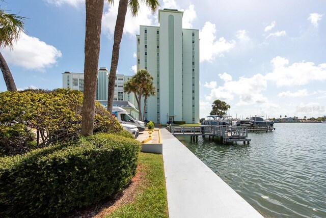 view of dock featuring a water view