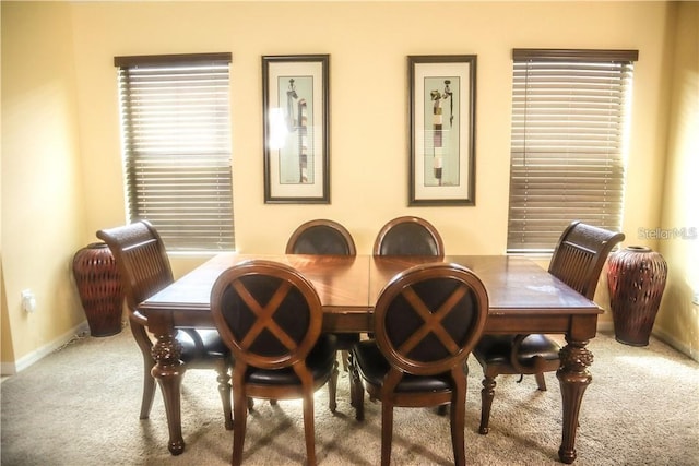 view of carpeted dining room