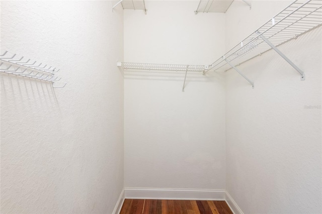 walk in closet featuring wood-type flooring