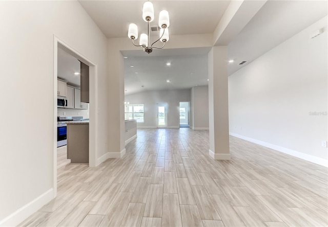 interior space with a chandelier