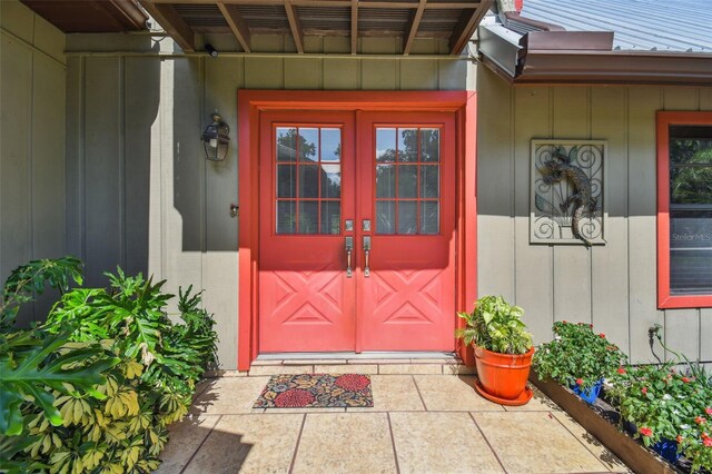 property entrance with french doors