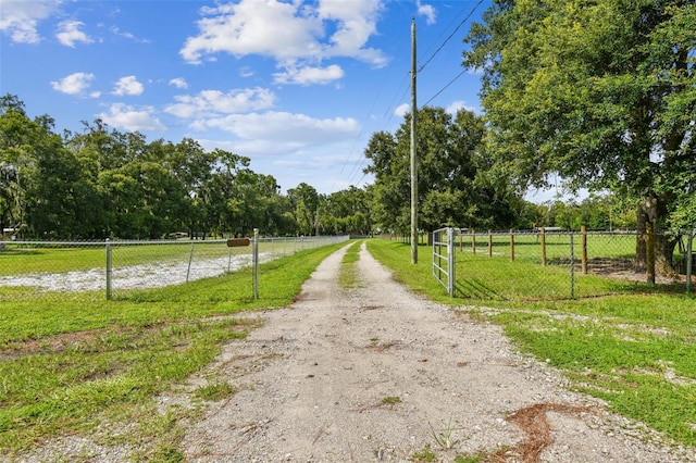 view of road with a rural view