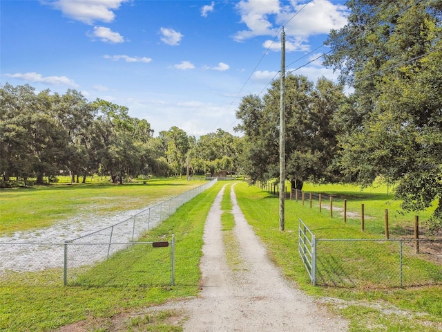 view of road featuring a rural view