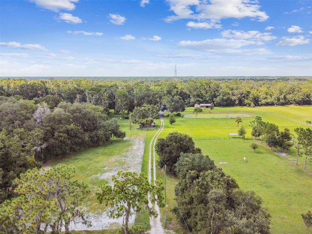 birds eye view of property featuring a rural view